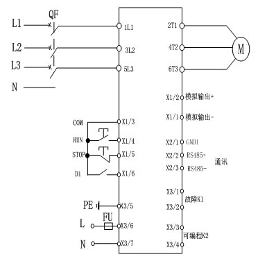 CMC-MX內置旁路軟起動器基本接線原理圖、三角形內接連接圖和典型應用接線圖(圖1)